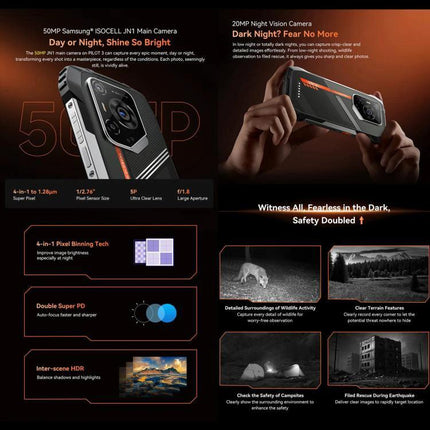 Rugged Blackview Phone for Outdoor and Daily Tasks showcasing rugged camera features and night vision for hikes and worksites