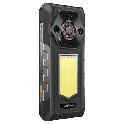 Ulefone Rugged Phone For Everyday Outdoor Activities - durable black rugged phone with rear flashlight, multiple cameras and 12800mAh battery