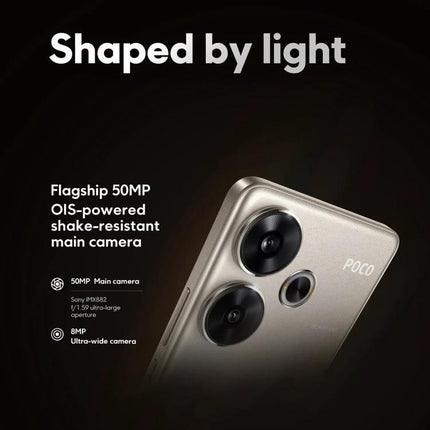 Essential Xiaomi Smartphone for Daily Communication and Media - sleek POCO phone back view highlighting 50MP OIS camera for commuters