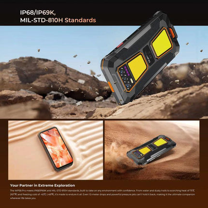 Oukitel Rugged Phone for Everyday Outdoor and Travel Use showing durable IP68/IP69K rugged design on rocky terrain
