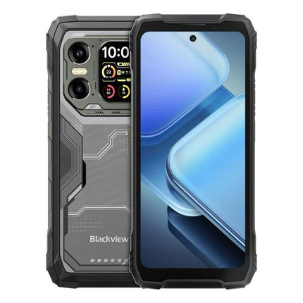 Blackview Xplore 1 Phone for Daily Adventures and Connectivity rugged smartphone with 20,000mAh battery shown front and back