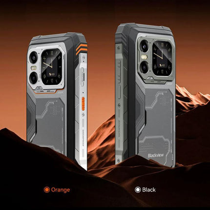 Blackview Xplore 1 Phone for Daily Adventures and Connectivity shown in rugged black and orange color options with 20,000mAh battery