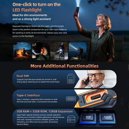 HAMTOD Rugged Compact Phone 2.8 Inch With SOS Button