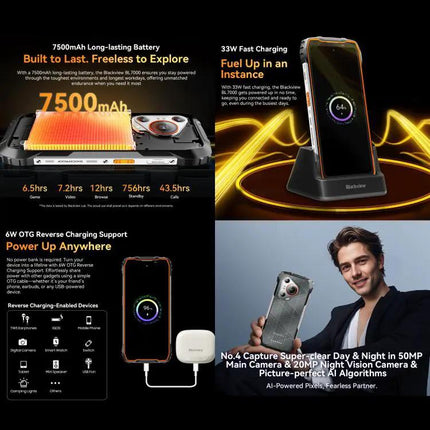 Blackview Rugged Phone 6.78 Inch 5G NFC For Outdoor Use 8GB