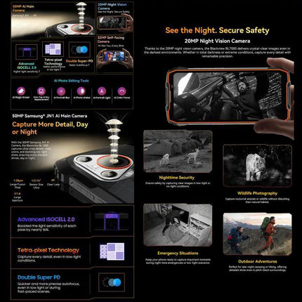 Blackview Rugged Phone 6.78 Inch 5G NFC For Outdoor Use 8GB