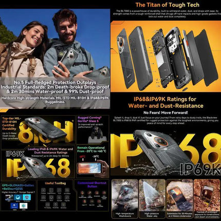 Blackview Rugged Phone 6.78 Inch 5G NFC For Outdoor Use 8GB