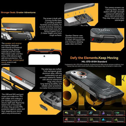 Blackview Rugged Phone 6.78 Inch 5G NFC For Outdoor Use 8GB