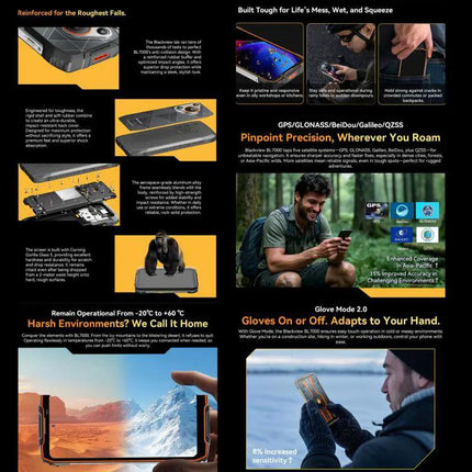 Blackview Rugged Phone 6.78 Inch 5G NFC For Outdoor Use 8GB