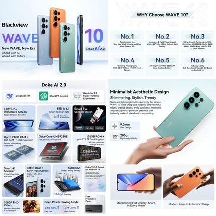 Blackview Wave 10 Android Smartphone 6.88 Inch 8GB RAM 128GB Storage