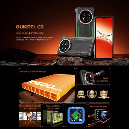 Oukitel G6 Rugged Smartphone 6.52in 10600mAh 4GB RAM 64GB
