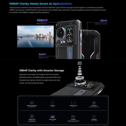 HOTWAV Cyper 16 Pro Rugged 5G Phone 8GB RAM 512GB ROM 6.6in