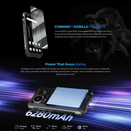 HOTWAV Cyper 16 Pro Rugged 5G Phone 8GB RAM 512GB ROM 6.6in