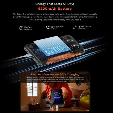 HOTWAV Cyber 18 Rugged Phone 8GB+256GB 6.75in Android 16