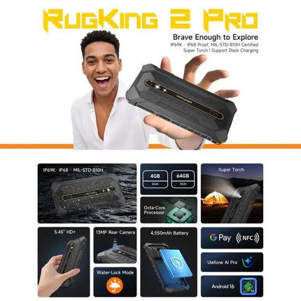 Ulefone RugKing 2 Pro Rugged Phone 5.45 Inch 4GB/64GB