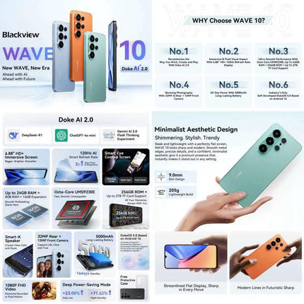 Blackview Wave 10 Smartphone 8GB/256GB 6.88in Android 16