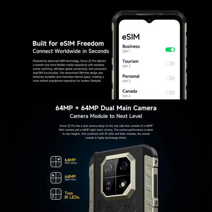 Ulefone Armor 22 Pro Rugged Phone 8GB RAM 128GB 6.58 Inch