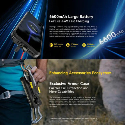Ulefone Armor 22 Pro Rugged Phone 8GB RAM 128GB 6.58 Inch