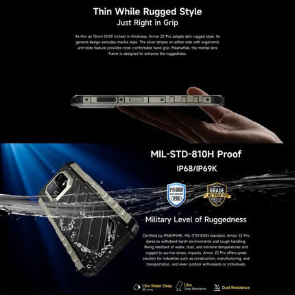 Ulefone Armor 22 Pro Rugged Android Phone 8GB 256GB