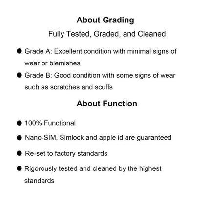 Apple iPhone 14 Plus USA Version 5G 128GB Unlocked Mix Colors Used A Grade product info about grading and function, fully tested and cleaned