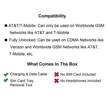 Apple iPhone 14 Plus USA Version 5G 128GB Unlocked Mix Colors Used A Grade, iPhone 14 Plus 128GB compatibility and box contents list