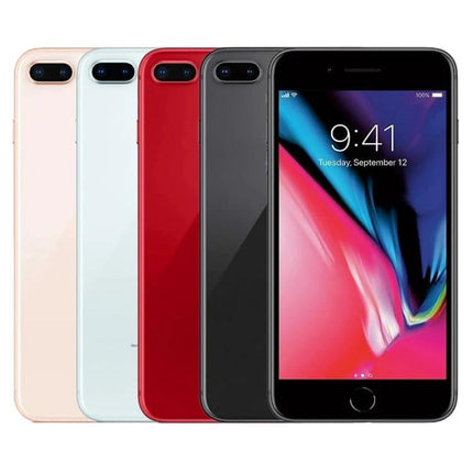 Apple iPhone 8 Plus 64GB Unlocked Mix Colors Used A Grade, iPhone 8 Plus 64GB showing front and mixed color backs