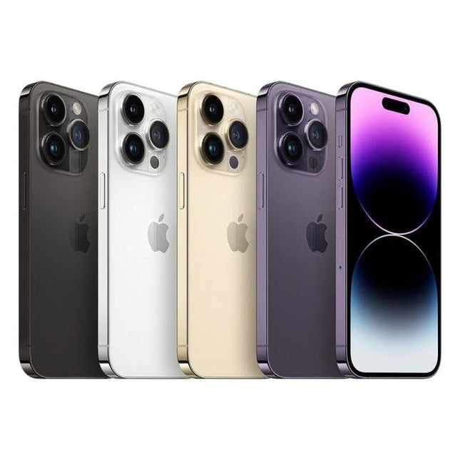 Apple iPhone 14 Pro USA Version 5G 128GB Unlocked Mix Colors Used A Grade, iPhone 14 Pro 128GB - Mix color lineup showing front and back