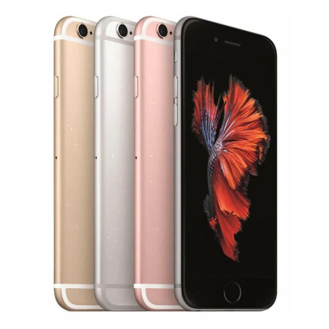 Preowned Apple iPhone 6s 32GB Unlocked A Grade - Used in Multiple Colors showing gold silver rose gold and space gray phones