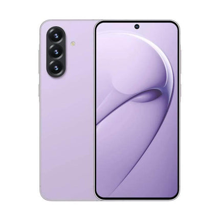 Versatile Android Smartphone with Dual SIM and Large Display in lilac showing 6.75-inch punch-hole screen and triple rear cameras