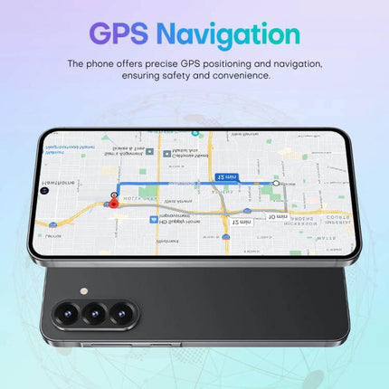 Versatile Android Smartphone with Dual SIM and Large Display showing GPS navigation map on 6.75-inch punch-hole screen