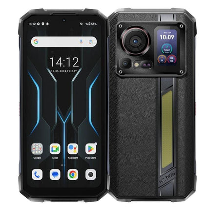 HOTWAV Rugged Phone for Everyday Outdoor Activities front and back view showing durable design, large camera module and long battery life