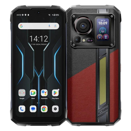 HOTWAV Rugged Phone for Everyday Outdoor Activities - front and back view showing rugged design, large camera module and 10800mAh battery durability