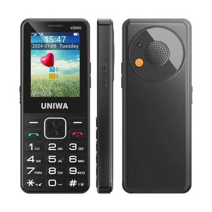UNIWA V2000 Simple Elder Keypad Phone with SOS Feature - black 2.4-inch IPS easy-read keypad phone with dedicated SOS button for seniors