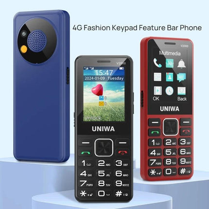 UNIWA V2000 Simple Elder Keypad Phone with SOS Feature - 2.4-inch IPS basic keypad phone with large buttons and SOS emergency key