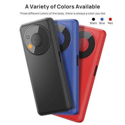 UNIWA V2000 Simple Elder Keypad Phone with SOS Feature in black blue and red showing rear speaker, SOS button and 2.4-inch IPS display options