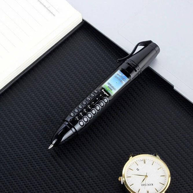 Clip-On Recording Pen for Audio Notes and Basic Communication - black clip-on voice recorder with keypad shown on desk