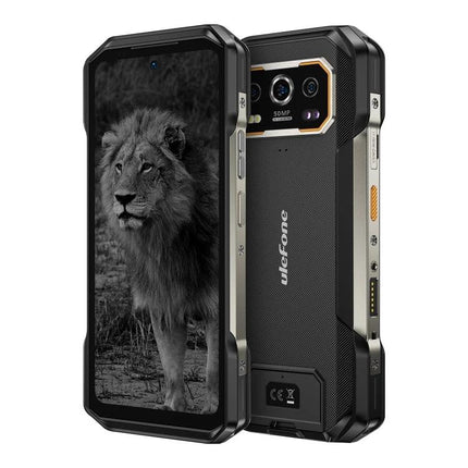 Ulefone Rugged Smartphone for Everyday Outdoor Use with durable metal frame, textured back and 50MP camera shown front and back