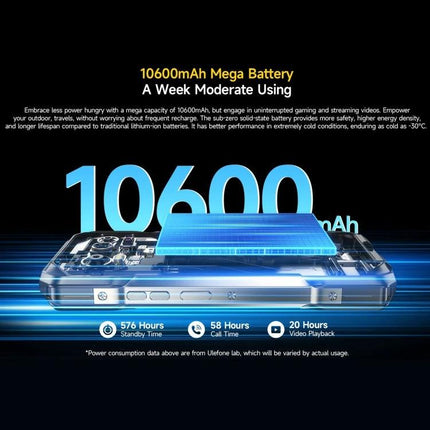 Ulefone Rugged Smartphone for Everyday Outdoor Use 10600mAh mega battery long standby call time video playback