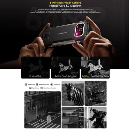 Ulefone Rugged Smartphone for Everyday Outdoor Use showing 64MP night vision camera in low-light hands-on demo