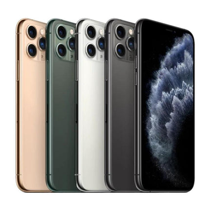 Apple iPhone 11 Pro Max 64GB Unlocked Mix Colors Used A Grade, iPhone 11 Pro Max 64GB - used A grade lineup showing gold green silver space gray and display