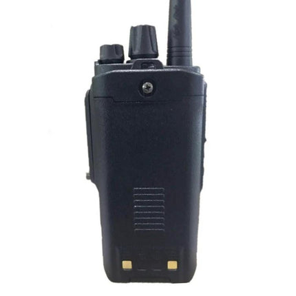BaoFeng Portable Handheld Walkie Talkie for Everyday Communication black compact back view with antenna for outdoor and on-the-go use
