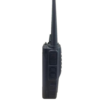 BaoFeng Portable Handheld Walkie Talkie for Everyday Communication black side view compact design with long antenna