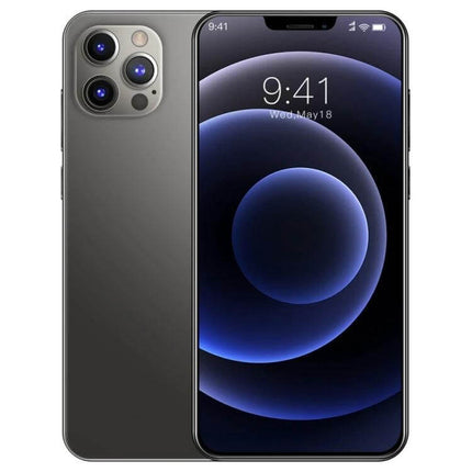 Secure Face Identification Smartphone for Everyday Use front and back view showing screen and triple rear cameras