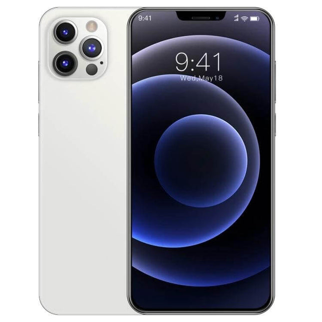 Secure Face Identification Smartphone for Everyday Use showing white phone front and back with face recognition lock screen