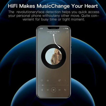 Secure Face Identification Smartphone for Everyday Use with music player screen and face unlock icon