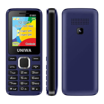 Compact Portable Phone for Music and Calls with Big Keys — navy feature phone with large keypad, loudspeaker and music playback