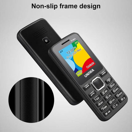 Compact Portable Phone for Music and Calls with Big Keys - black compact phone with large buttons, color screen and non-slip frame design