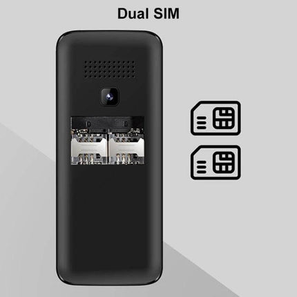Compact Portable Phone for Music and Calls with Big Keys showing dual SIM slots and rear speaker for easy calls and music