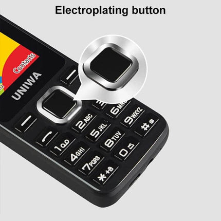 Compact Portable Phone for Music and Calls with Big Keys showing large electroplating central navigation button and loudspeaker-ready keypad