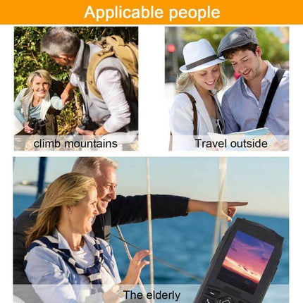 Durable Waterproof Shockproof Phone for Outdoor Protection showing hikers, travelers and elderly using phone outdoors