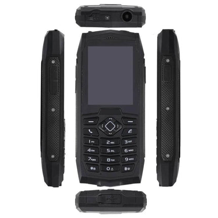 Durable Waterproof Shockproof Phone for Outdoor Protection rugged black feature phone with keypad, 2.4-inch screen and large speakers
